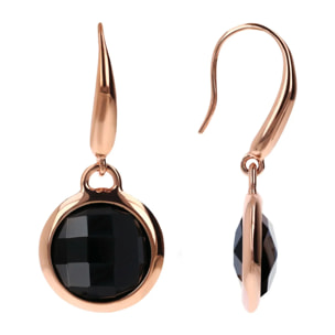 Orecchini Pendenti con Pietra Naturale Tonda Calcedonio Bianco