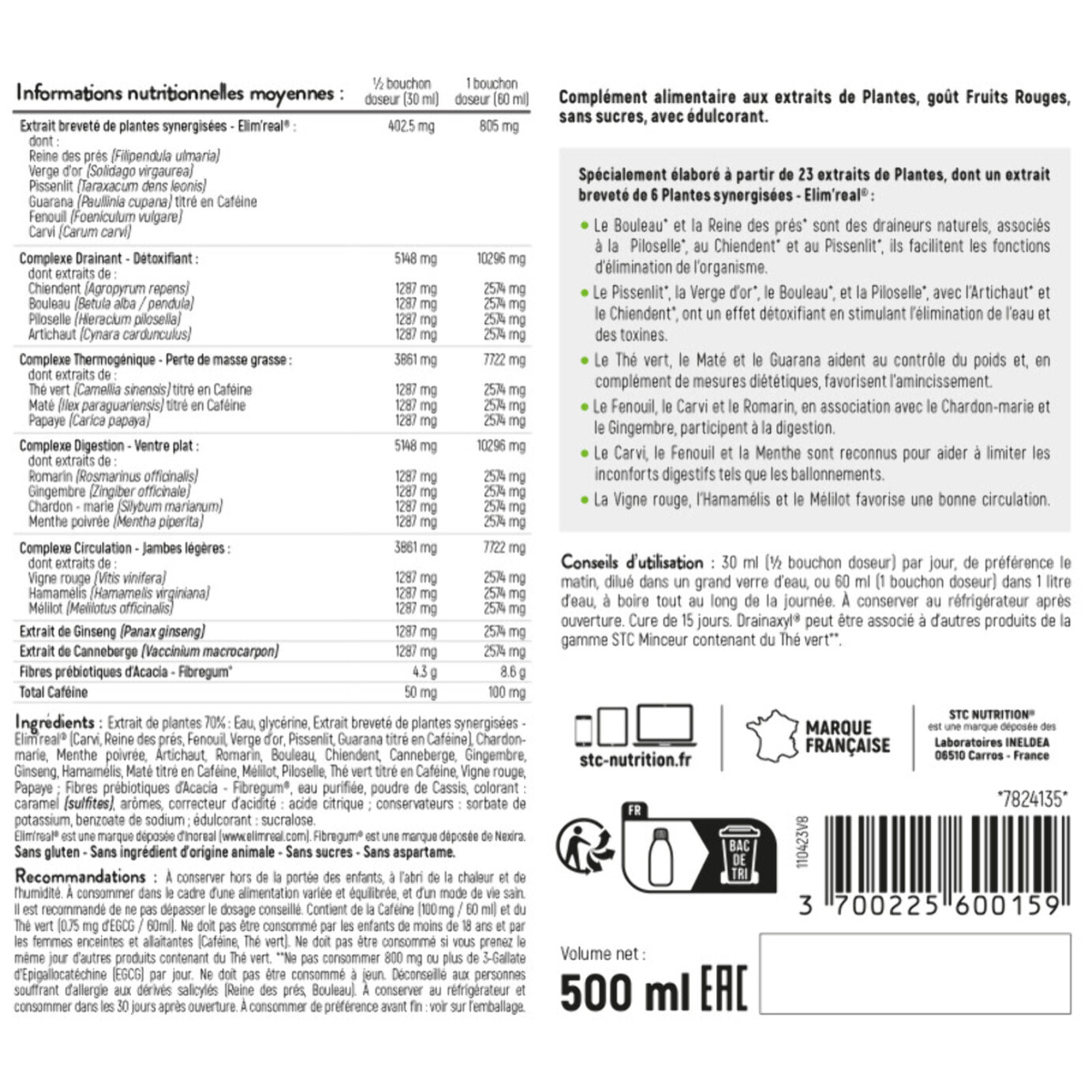 STC Nutrition - Pack Femme Active Fruits Rouges - Cure Minceur 30 Jours - Drainaxyl 500 ml + Pack Minceur Totale + 60 Gommes Coupe Faim - Programme en 3 étapes