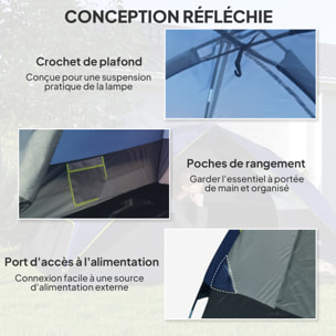 Tente de camping 2-4 personnes - fenêtre, 2 poches, port d'alimentation, sac de transport - bleu foncé