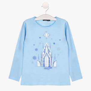 Camiseta de Niña de Manga Larga en Azul Cielo