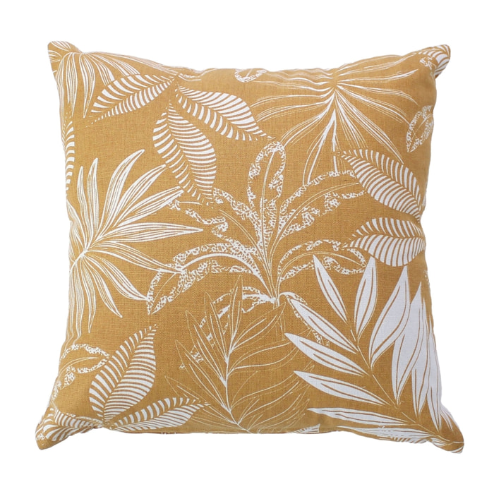 Coussin canapé déhoussable motif végétal - Beige