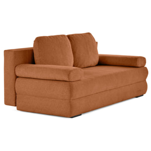 Nora - canapé 3 places convertible avec coffre en tissu texturé - Terracotta