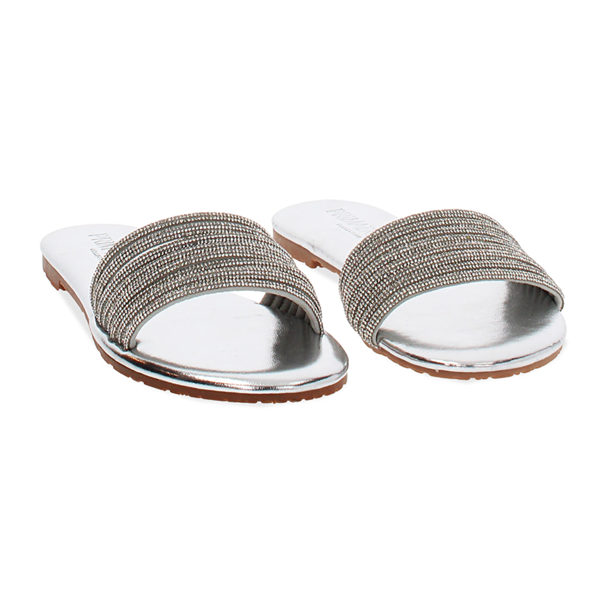 Sandali bassi argento con pietre