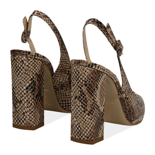 Slingback beige in eco-pelle snake print