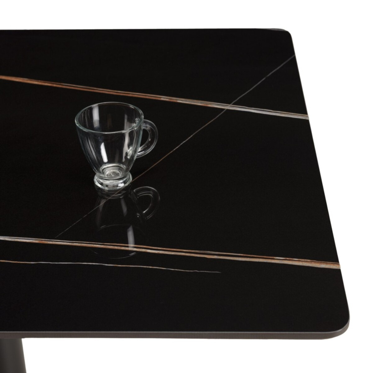 ICARE - Ensemble n°1: table bistrot rect. 120x70cm en céramique marbré noir