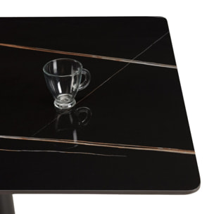 ICARE - Ensemble n°1: table bistrot rect. 120x70cm en céramique marbré noir