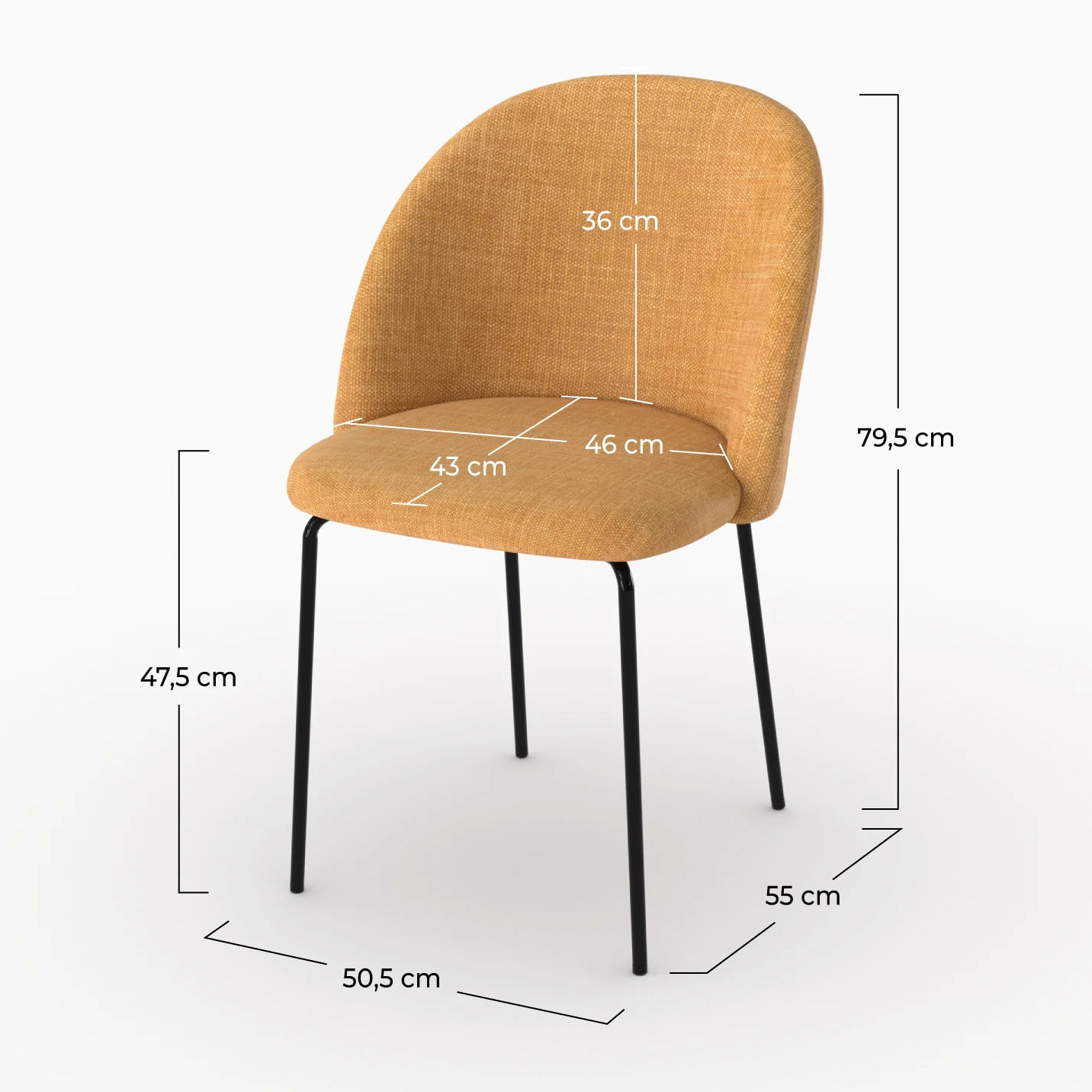 Lot de 2 chaises en tissu texturé jaune moutarde - Karl