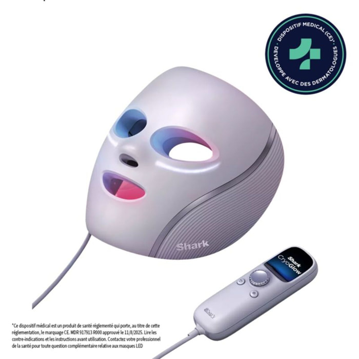 Masque LED SHARK CryoGlow avec rafraîchissement du contour des yeux Lilas