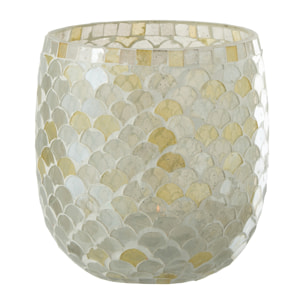 J-Line photophore Mosaique - verre - blanc/jaune clair - large