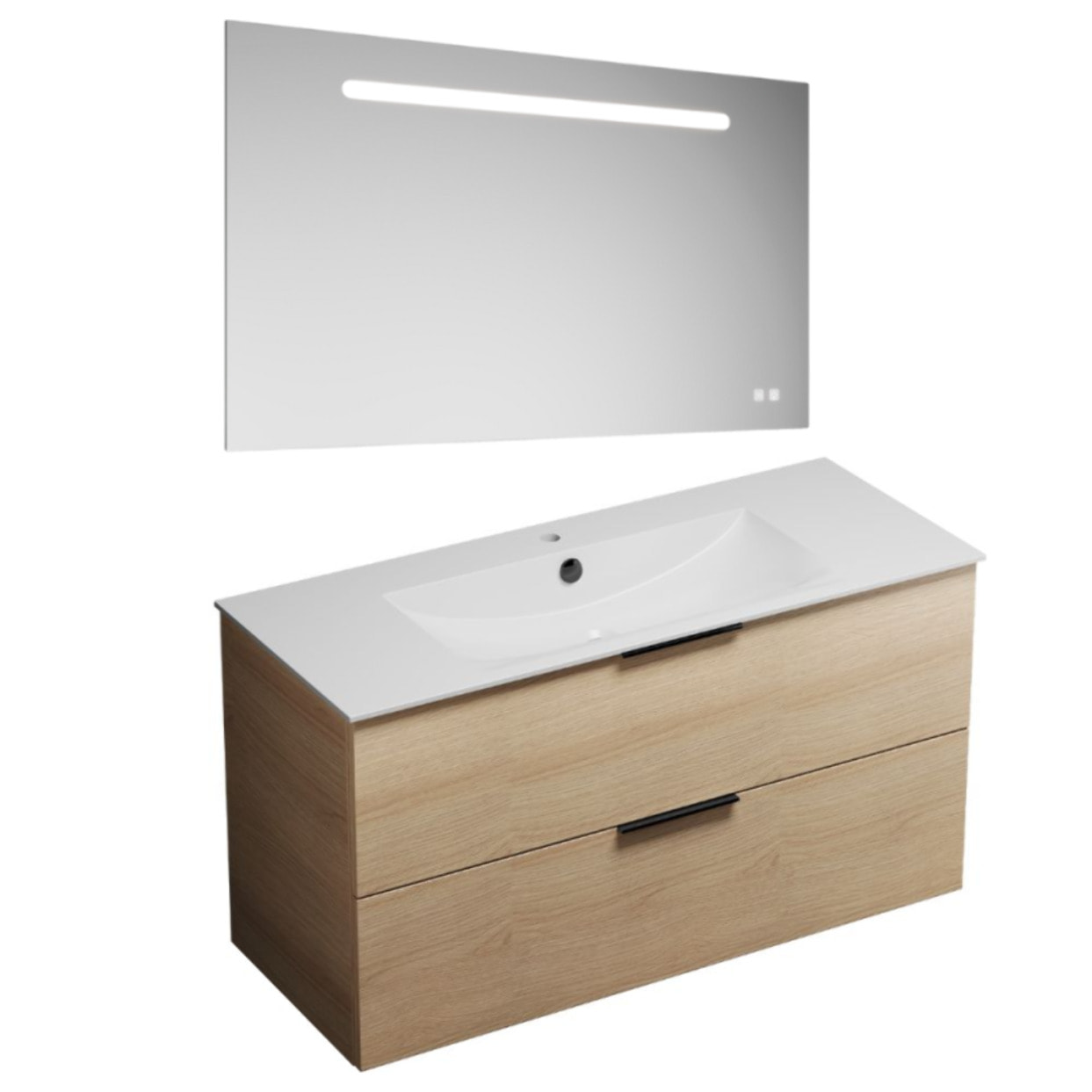 Meuble vasque 120 cm BURGBAD Olena chêne clair + miroir