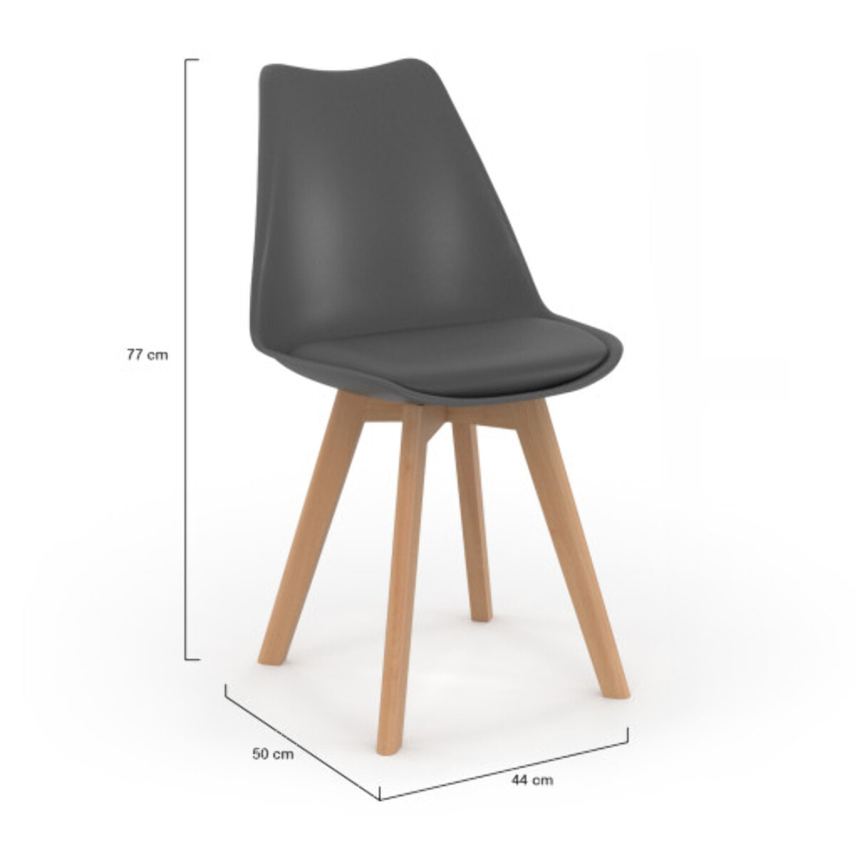 Chaises Nordia gris foncé pieds bois - lot de 6