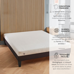 Matelas Egio, 12 cm, Latex Synthétique, Soutien Ferme, Déhoussable, Aération Optimale, Fabrication Française