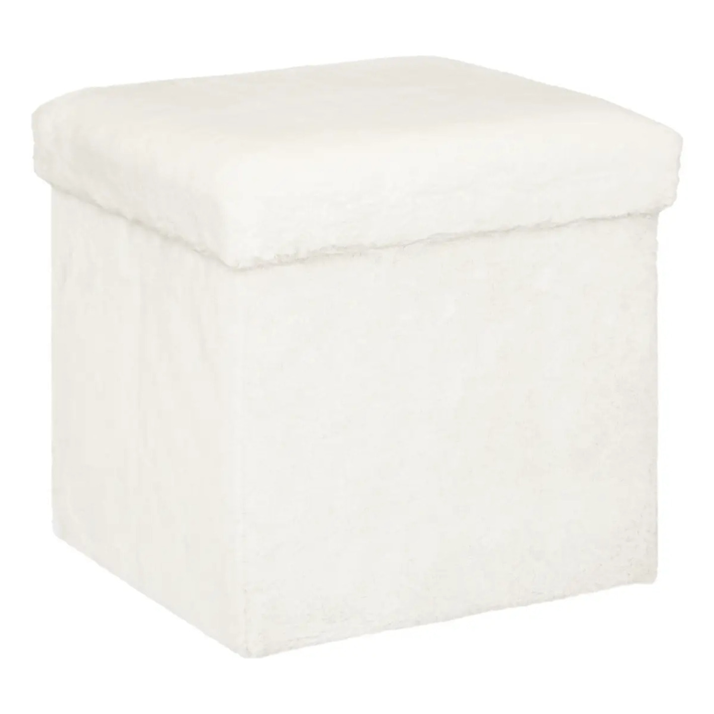Pouf pliant "Ezzio" fourrure blanche