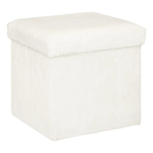 Pouf pliant "Ezzio" fourrure blanche