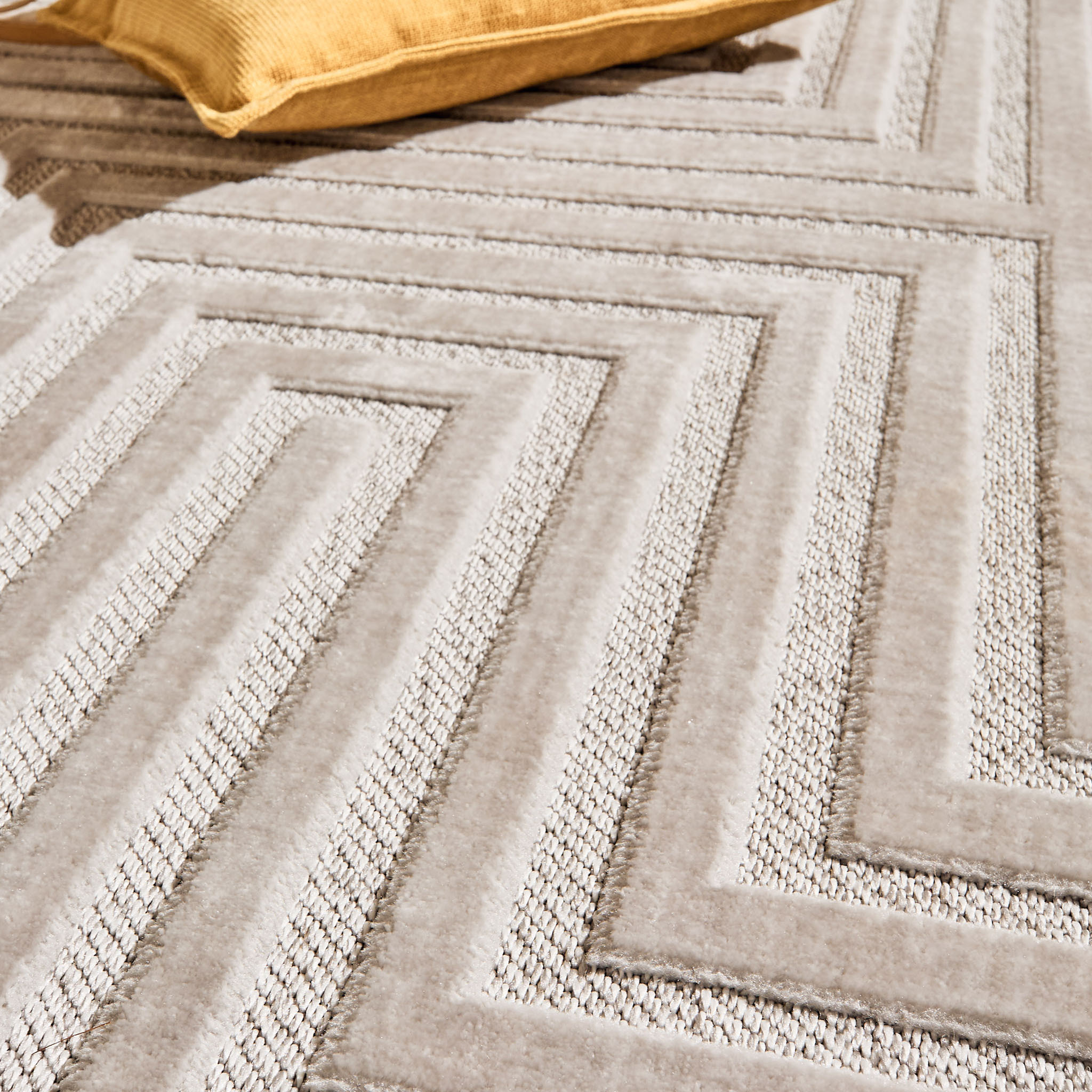 Tapis Loopin 338 gris - Motif en relief - Indoor & Outdoor