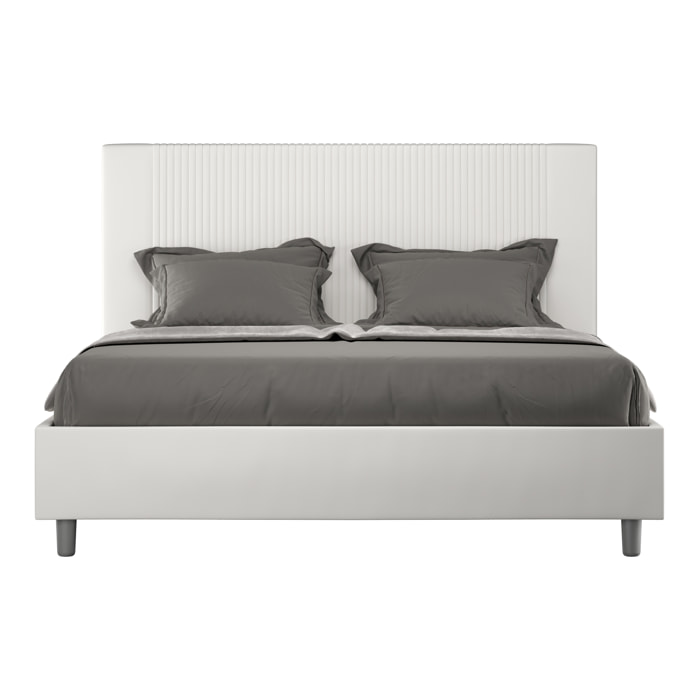 Letto matrimoniale contenitore imbottito 160x210 similpelle bianco Goya