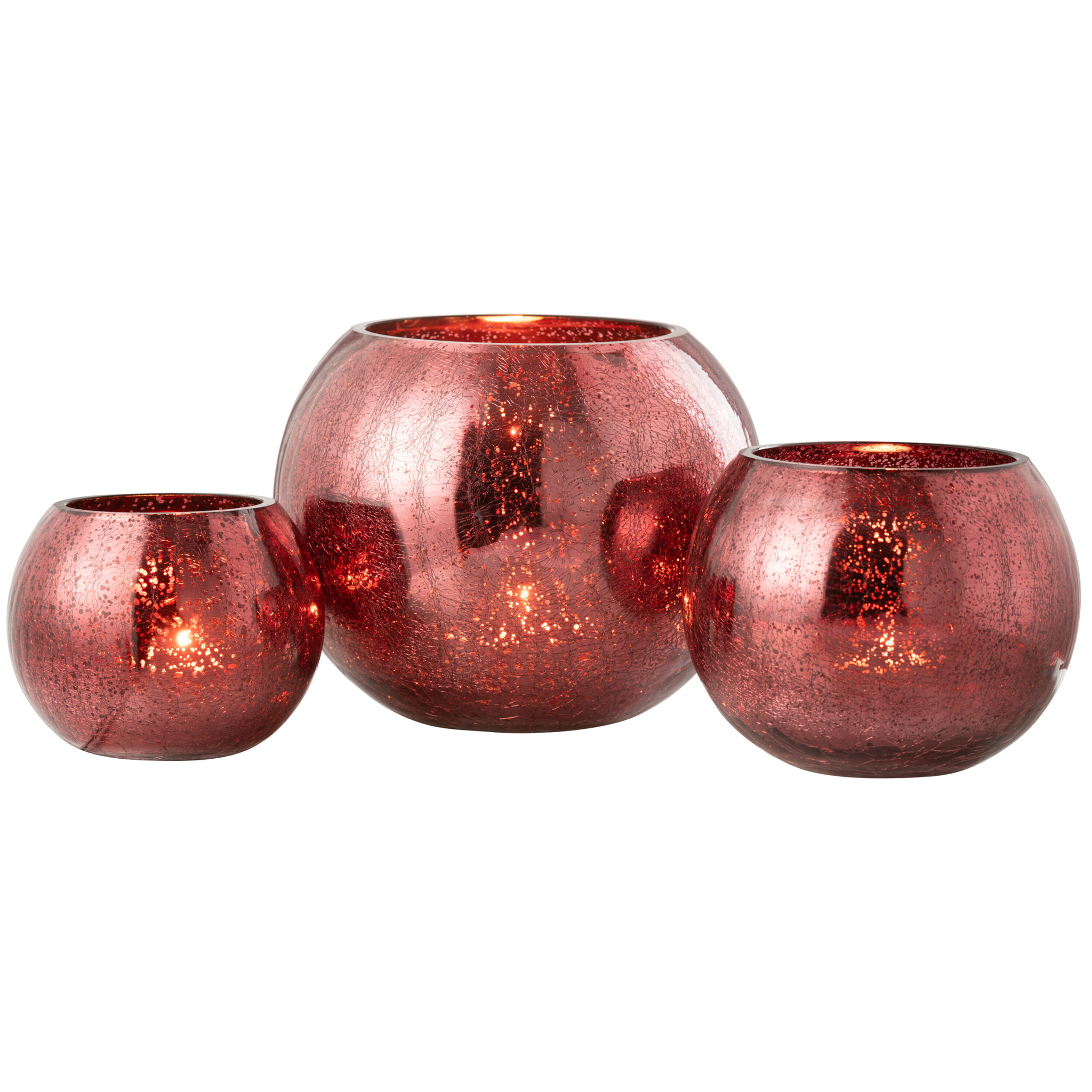 J-Line photophore Boule Craquelé - verre - rose - large