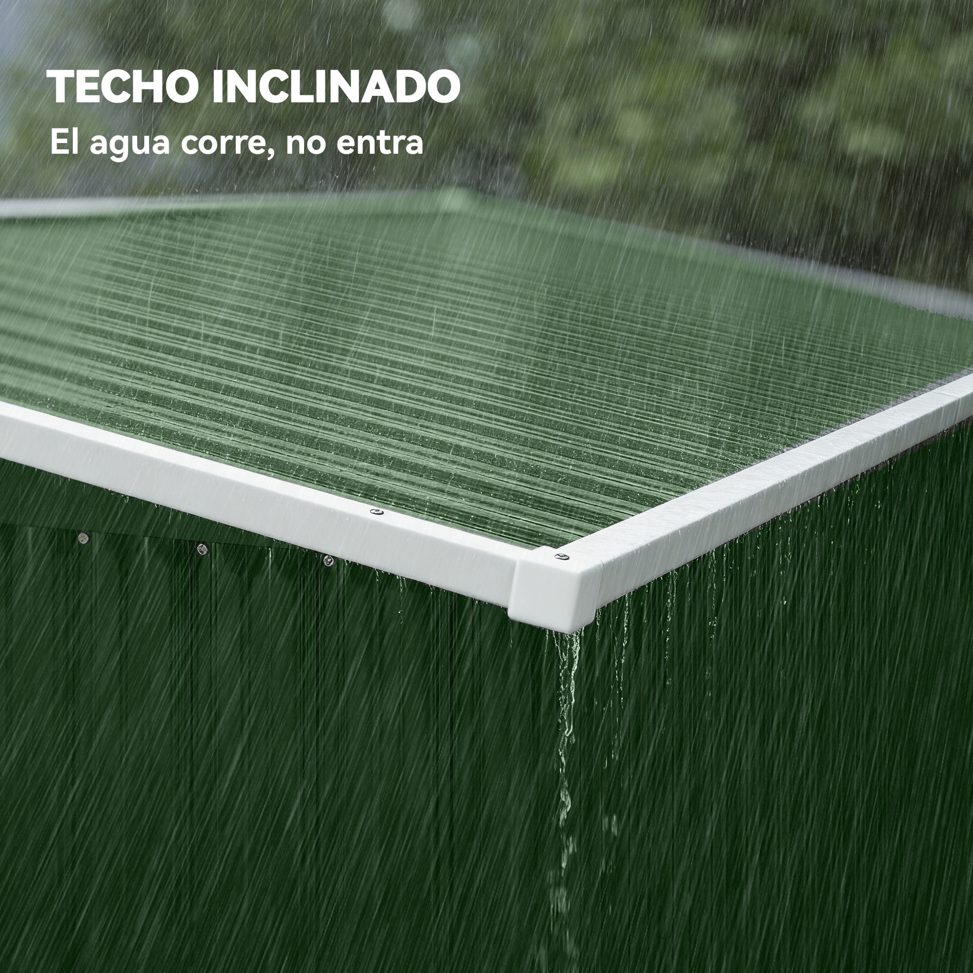Caseta de Jardín Exterior 2,7 m², 234x132x185 cm, Cobertizo de Jardín Exterior Metálico con Triple Puerta, Cerradura, Techo Inclinado y Ventilación para Almacenamiento de Herramientas, Verde