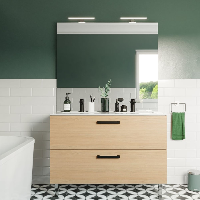Meuble salle de bain double vasque 2 tiroirs - CHELSEA
