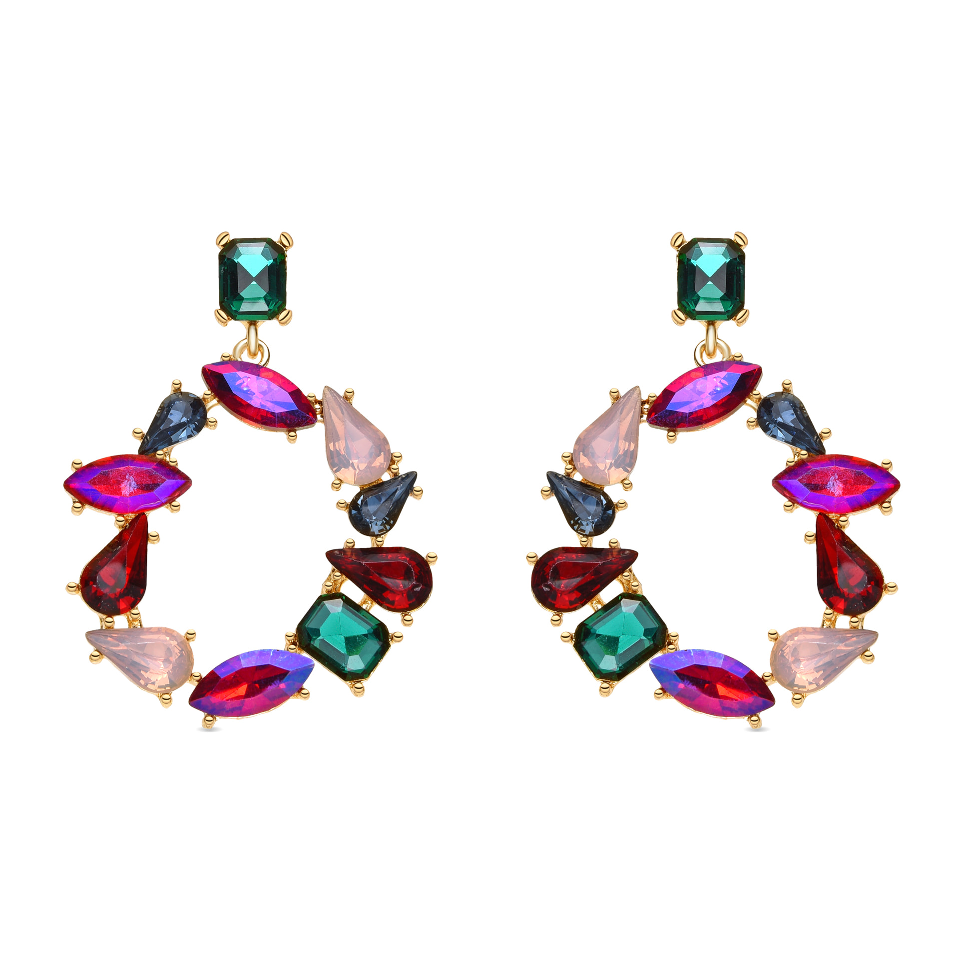 Pendientes de Lacado Blanco acabado en oro amarillo de 18k