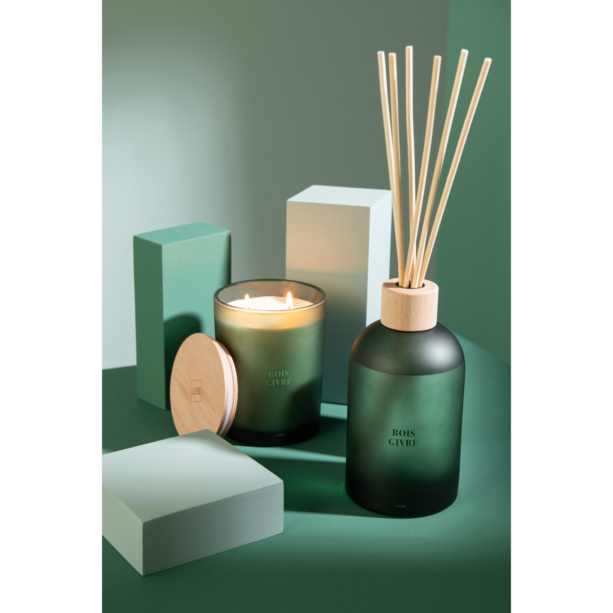 J-Line Bâtonnets parfumés Accords Essentiels - Bois Givré - vert - 550 ml