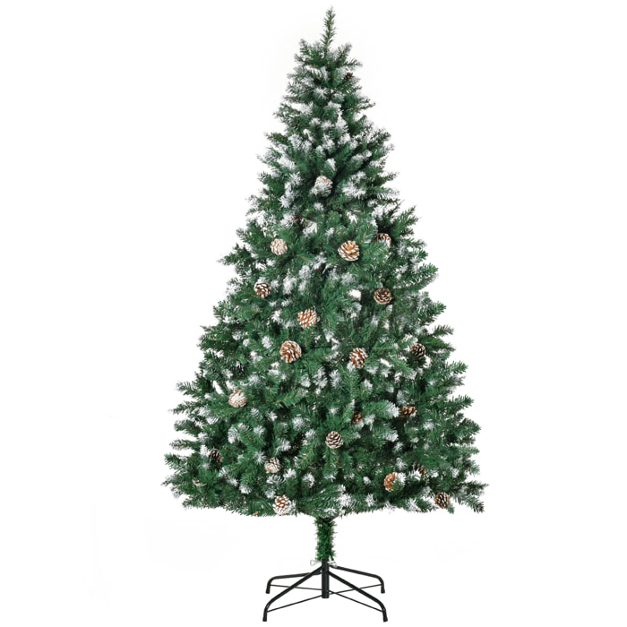 HOMCOM Árbol de Navidad Artificial Ø90x180 cm con 1111 Puntas de PVC y 59 Piñas con Ramas Apertura Automática Base Plegable y Soporte de Acero para Interiores Verde