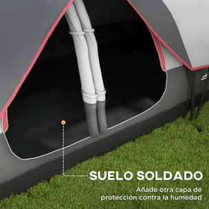 Tienda de Campaña Familiar para 6-8 Personas Tienda de Camping Plegable con 2 Habitaciones y Bolsa de Transporte Impermeable para Senderismo 450x215x180 cm Gris