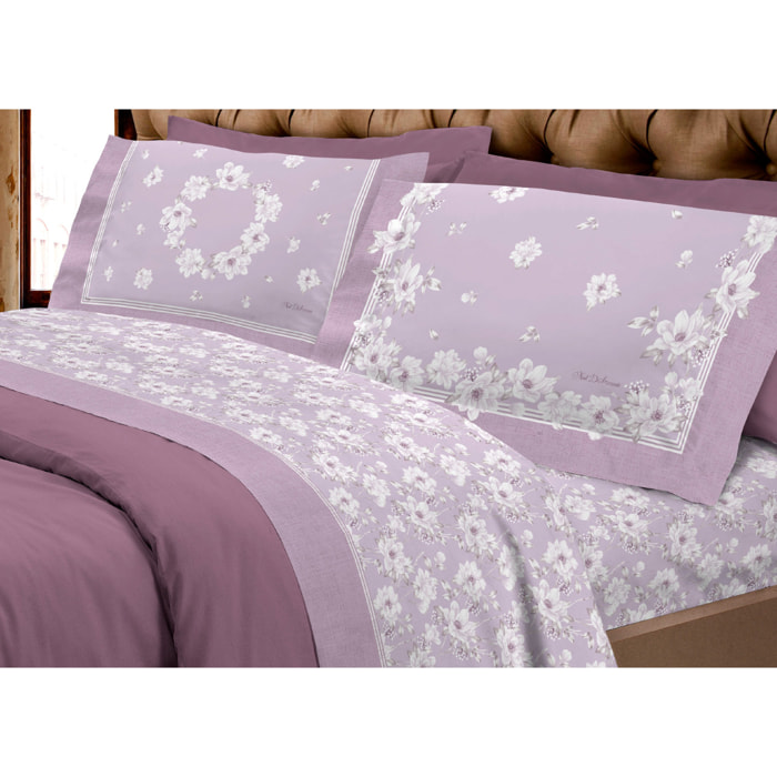 Completo Lenzuola In Calda Flanella Made In Italy Linea Europa Marsiglia Rosa