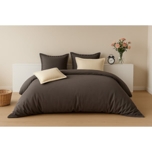 Paire de Taies D'oreiller Avec Volant Percale Chocolat