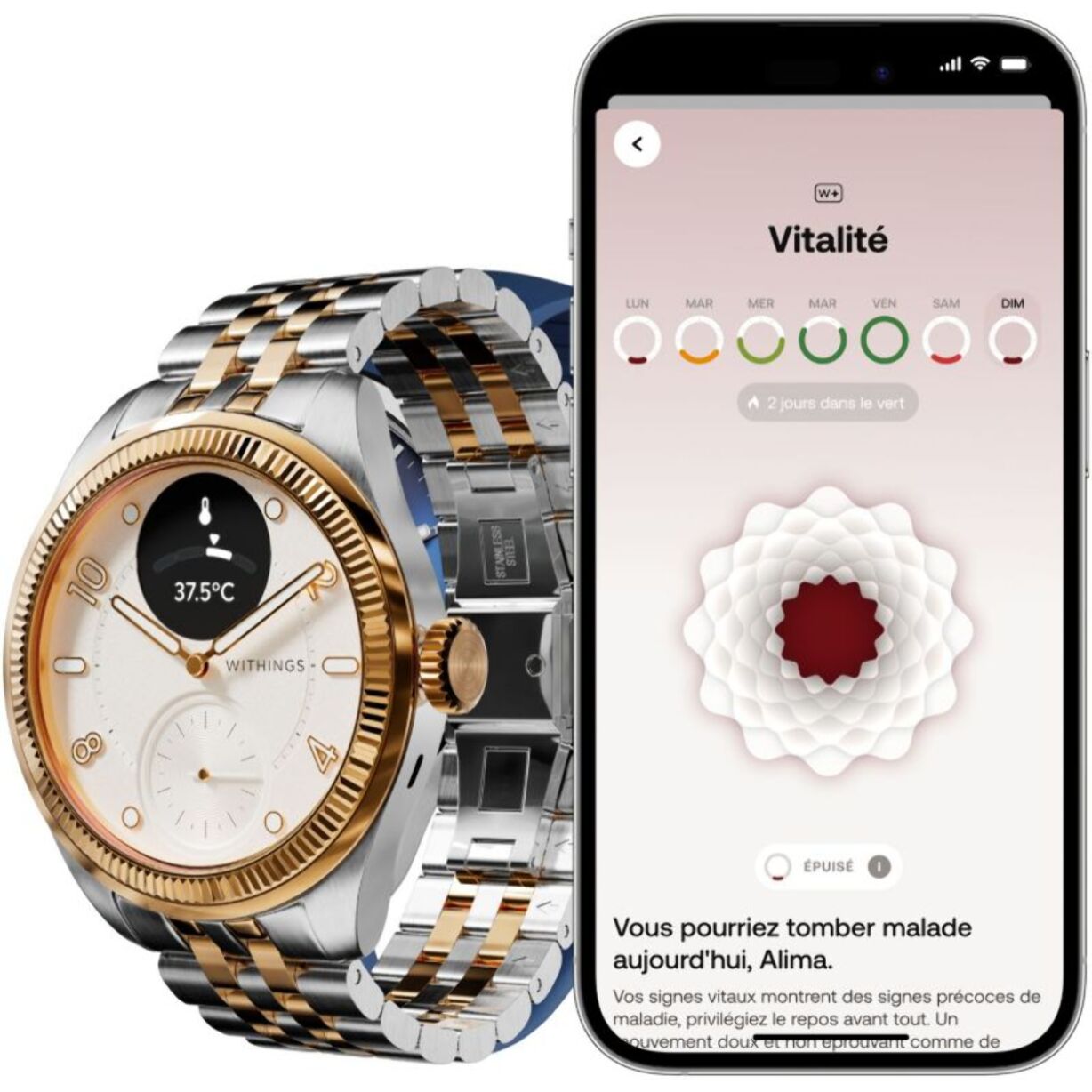Montre santé WITHINGS Scanwatch Nova Brilliant 39mm Gold