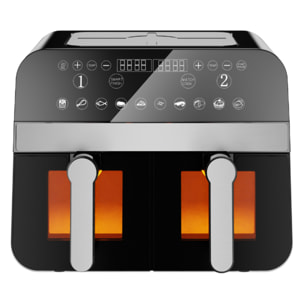 Friteuse à air chaud Airfryer numérique double panier Noire 2400W avec fenêtre 9L Comfy Nest CNAFD45WB