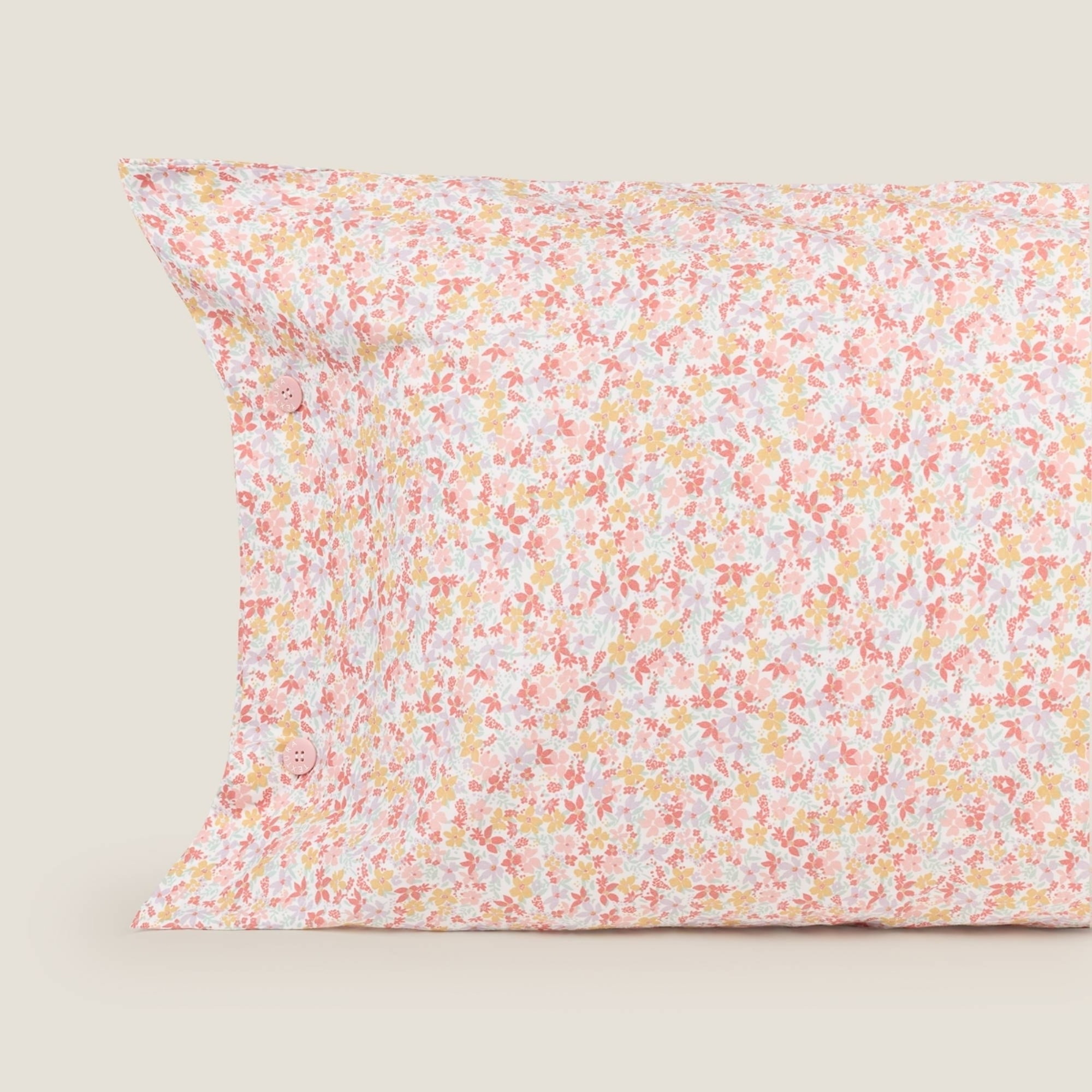 Funda almohada algodón flores Plo color rosa