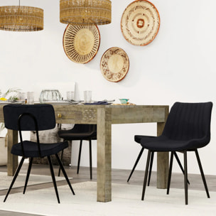 Lot de 2 chaises en cuir synthétique gris foncé et métal noir - Killi