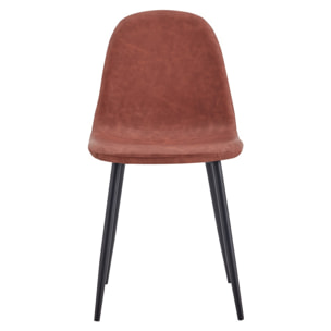 Set di 4 sedie in pelle PU marroni con gambe metallo - Bella
