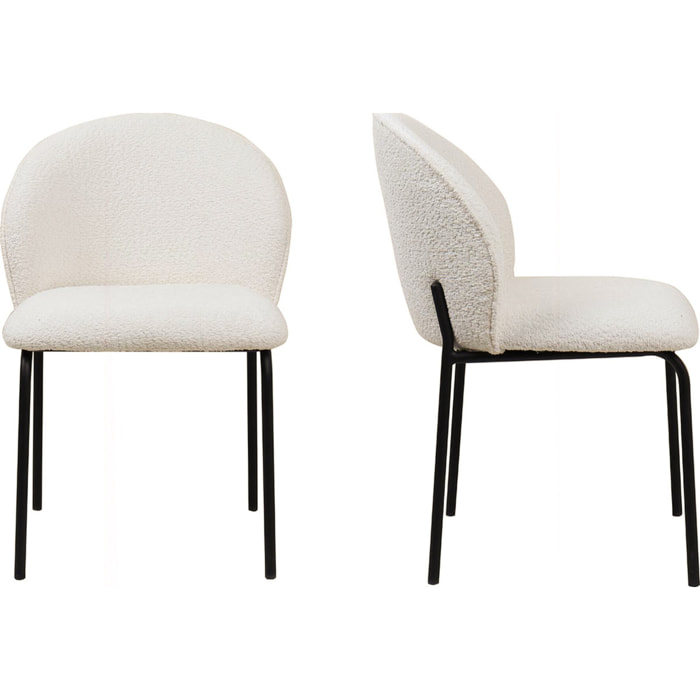 Lot de 2 chaises de salle à manger en tissu bouclette - NOE