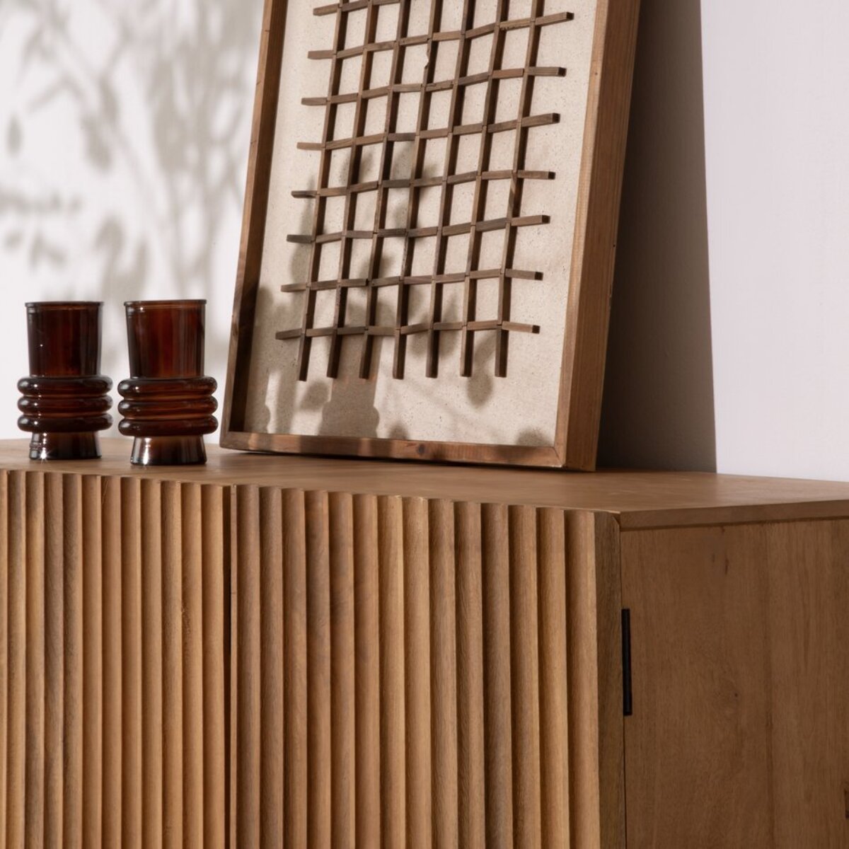 Buffet Nolan -bois massif de manguier-couleur provence naturelle 159 x 80 x 45 cm