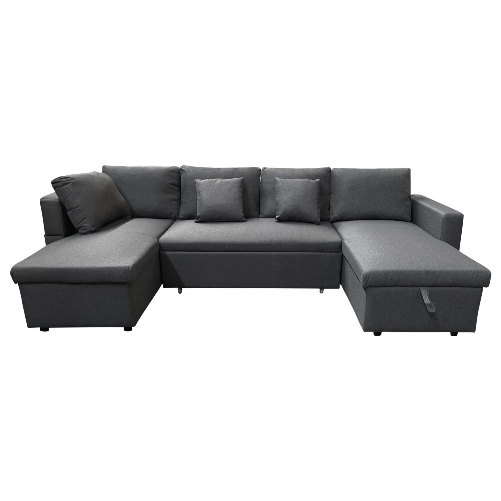 Canapé panoramique convertible SCOTT 4 places gris chiné