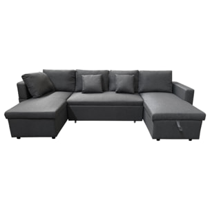 Canapé panoramique convertible SCOTT 4 places gris chiné