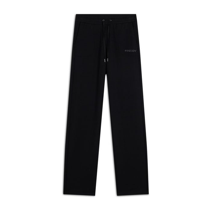 Pantaloni comfort fit con gamba dritta e tasche applicate