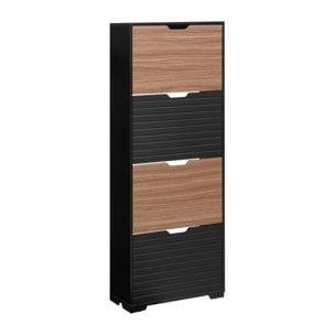 Scarpiera in legno 4 ante a ribalta noce e nero 63x26x165 cm – Toledo