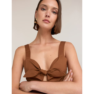 Motivi - Top corto con fiocco - Marrone