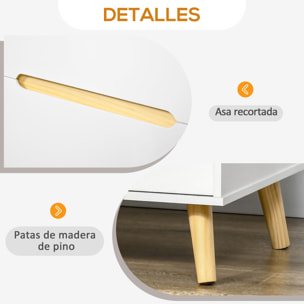 HOMCOM Mesita de Noche con 2 Cajones y Patas de Madera Mesilla de Noche para Dormitorio Salón Cama Oficina Estilo Moderno 50x40x50,5 cm Blanco