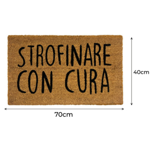 Zerbino Ingresso Casa Antiscivolo In Cocco Scritte Divertenti Strofinare con Cura