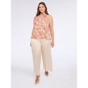 Fiorella Rubino - Top estampado de cachemir en crepé - Rosa