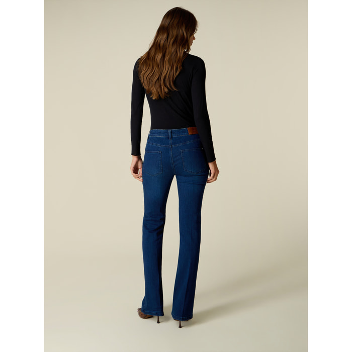 Oltre - Jeans flare con cristalli - Blu