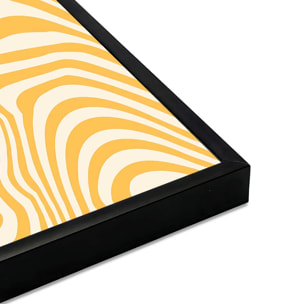 Affiche encadrée lignes ondulées jaunes abstraites Affiche + cadre en métal - Noir