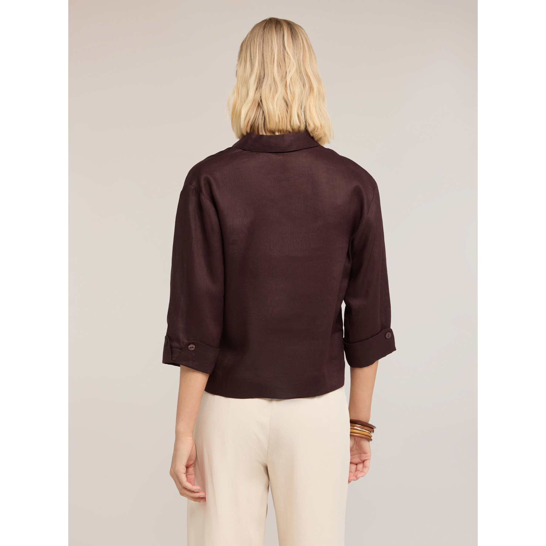 Motivi - Camicia boxy in lino - Bordeaux