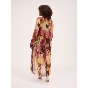 Fiorella Rubino - Vestito svasato in tulle con stampa - Beige
