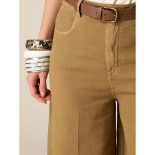 Oltre - Pantaloni wide leg in cotone maltinto - Marrone