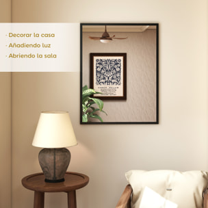 Espejo de Pared, 70x90 cm, Espejo de Baño Rectangular, Decorativo para Salón, Entrada, Pasillo, Horizontal o Vertical, Negro